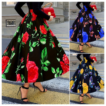 Határokon átnyúló kívánság AliExpress külkereskedelem 2024 új európai és amerikai stílusú virágmintás szoknya női bohém ruha