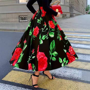 Трансгранично желание AliExpress външна търговия 2024 нова европейска и американска стилна пола с флорален принт дамска бохемска рокля