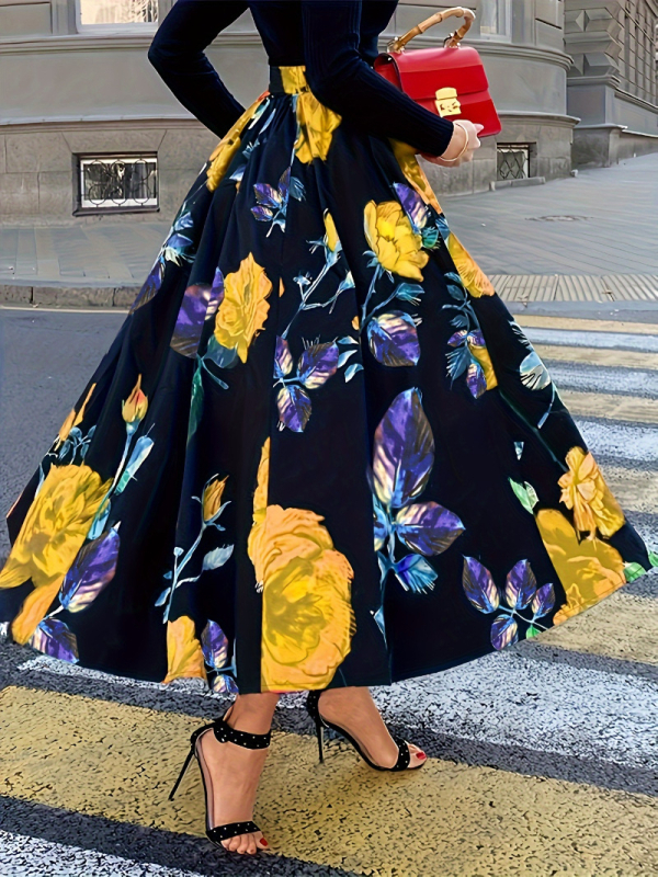 Határokon átnyúló kívánság AliExpress külkereskedelem 2024 új európai és amerikai stílusú virágmintás szoknya női bohém ruha