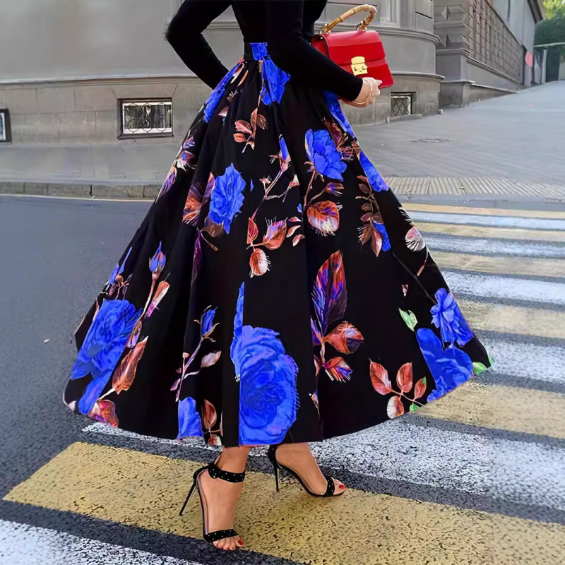 Határokon átnyúló kívánság AliExpress külkereskedelem 2024 új európai és amerikai stílusú virágmintás szoknya női bohém ruha