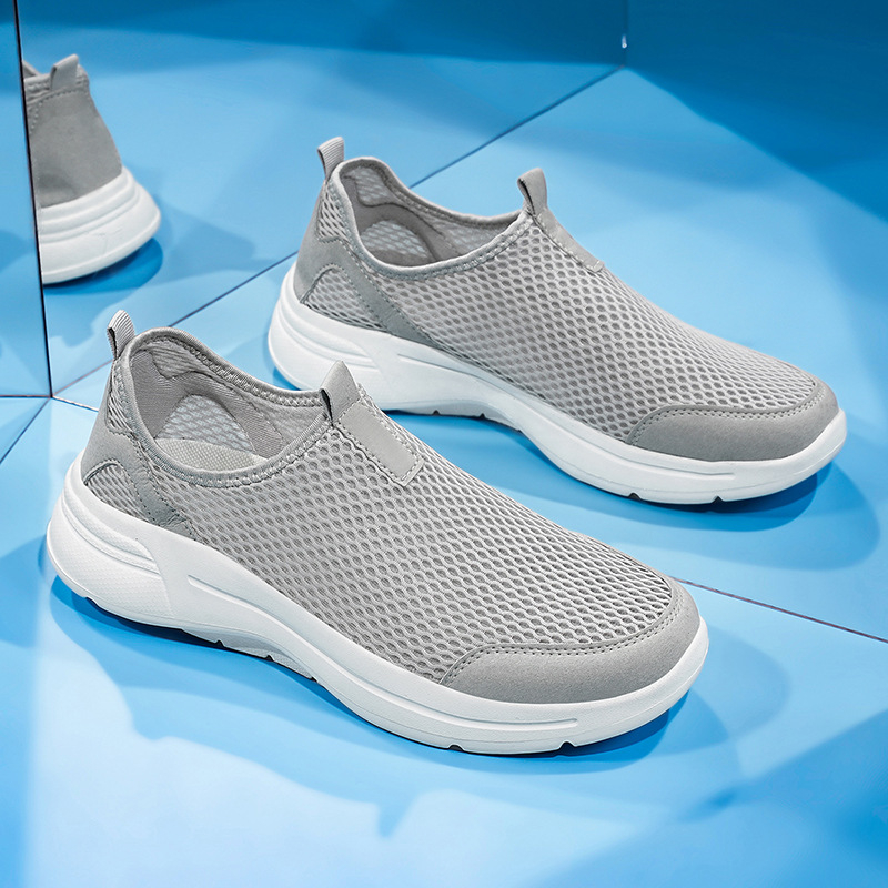 Ανδρικά παπούτσια για χαλαρά πόδια, με διχτυωτή επιφάνεια, αναπνεύσιμα, ελαφριά, αντιολισθητικά, άνετα, εύκολα ταξίδια, casual, αθλητικά παπούτσια από δίχτυ για άνδρες