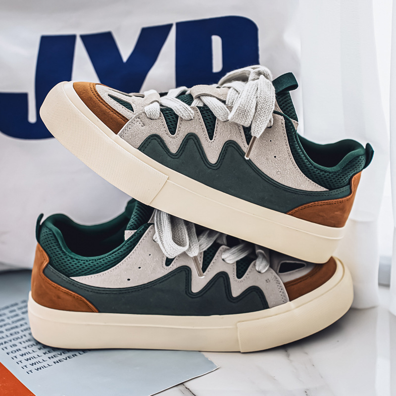 Vīriešu apavi pavasara vidusskolas skolēniem amerikāņu retro skrituļdēļu apavi nišas dizaina sajūta jaunatnes sporta brīvā laika maizes modes apavi