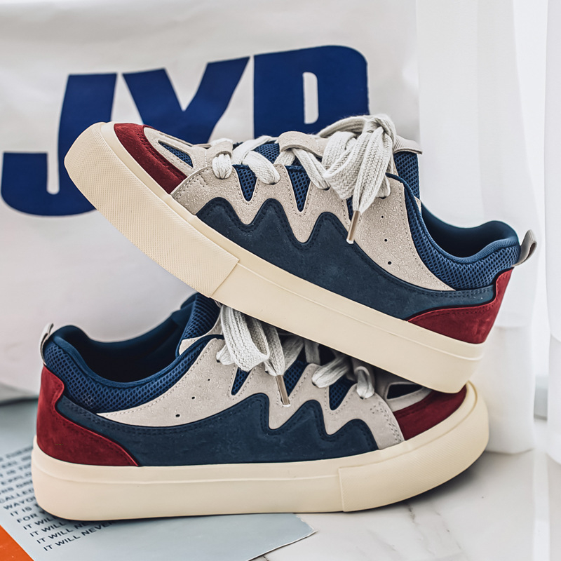 Vīriešu apavi pavasara vidusskolas skolēniem amerikāņu retro skrituļdēļu apavi nišas dizaina sajūta jaunatnes sporta brīvā laika maizes modes apavi