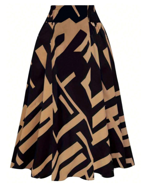 Határokon átnyúló Amazon AliExpress 2025 tavaszi és őszi új európai és amerikai nyomtatott öves divatos szabadidős ingázó szoknya nőknek