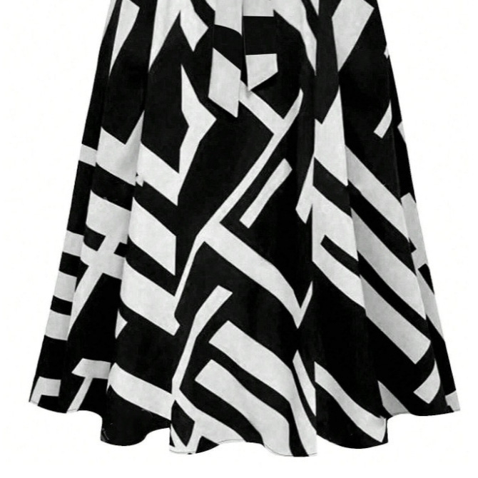 Határokon átnyúló Amazon AliExpress 2025 tavaszi és őszi új európai és amerikai nyomtatott öves divatos szabadidős ingázó szoknya nőknek