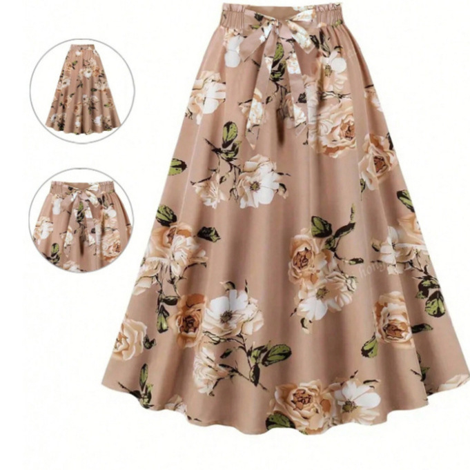 Határokon átnyúló Amazon AliExpress 2025 tavaszi és őszi új európai és amerikai nyomtatott öves divatos szabadidős ingázó szoknya nőknek