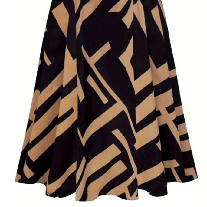 Határokon átnyúló Amazon AliExpress 2025 tavaszi és őszi új európai és amerikai nyomtatott öves divatos szabadidős ingázó szoknya nőknek