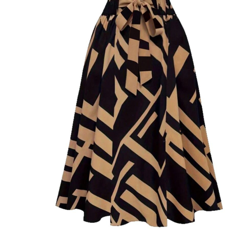 Határokon átnyúló Amazon AliExpress 2025 tavaszi és őszi új európai és amerikai nyomtatott öves divatos szabadidős ingázó szoknya nőknek