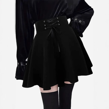 Új, divatos, kockás, fűzős, magas derekú, sokoldalú, félhosszú tütü szoknya