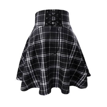 Új, divatos, kockás, fűzős, magas derekú, sokoldalú, félhosszú tütü szoknya