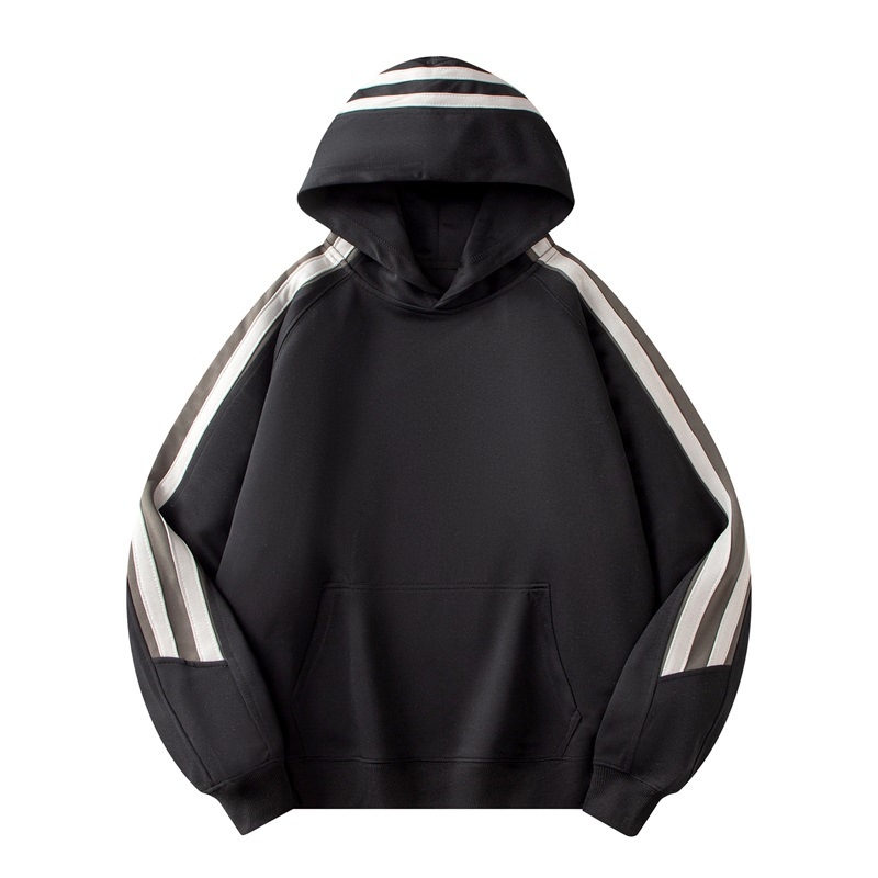 2024 m. naujas rudens ir žiemos dryžuotas vyriškas ir moteriškas laisvalaikio sportinis megztinis su gobtuvu, laisvas, madingas poros megztinis su gobtuvu