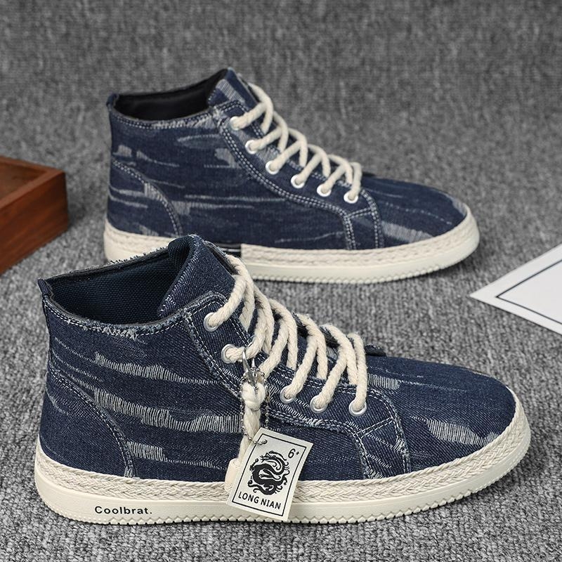 Határokon átnyúló farmercipők 2024 őszi férfi cipők magassarkú cipők divatos hétköznapi csúszásgátló vászoncipők plus size deszkás cipők