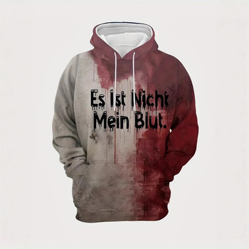 Férfi utcai vicces, bő kapucnis pulóver, közvetlen gyári értékesítés, vicces, vérfoltos betűs szlogen, 3D digitális nyomtatás