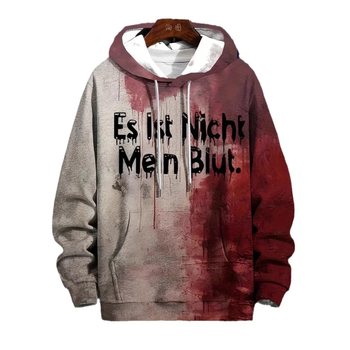 Мъжки уличен забавен широк суитшърт с качулка, фабрика за директна продажба, забавен слоган с кръвно петно, 3D дигитален печат