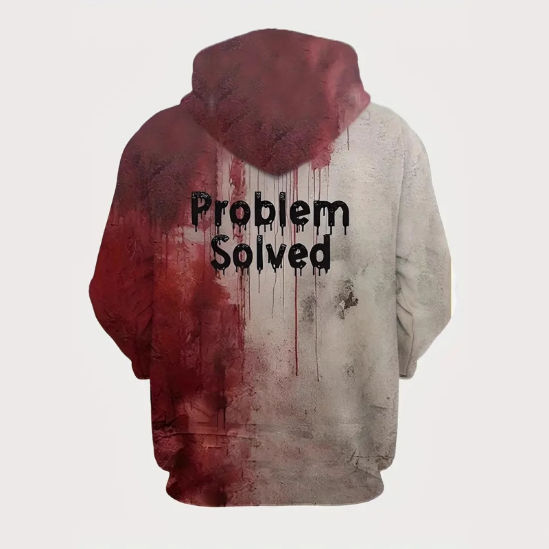 Férfi utcai vicces, bő kapucnis pulóver, közvetlen gyári értékesítés, vicces, vérfoltos betűs szlogen, 3D digitális nyomtatás