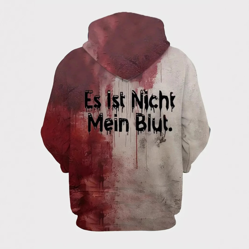 Férfi utcai vicces, bő kapucnis pulóver, közvetlen gyári értékesítés, vicces, vérfoltos betűs szlogen, 3D digitális nyomtatás