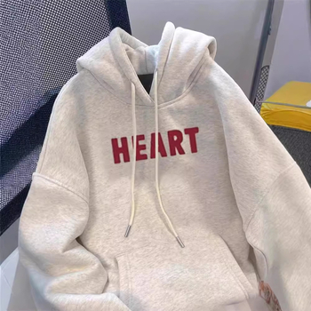Kapucnis, betűkkel ellátott, polár bélésű pulóver, női tavaszi és őszi 2024-es új, laza, túlméretezett divatos felső, páros dzseki