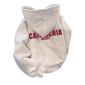 Kapucnis, betűkkel ellátott, polár bélésű pulóver, női tavaszi és őszi 2024-es új, laza, túlméretezett divatos felső, páros dzseki