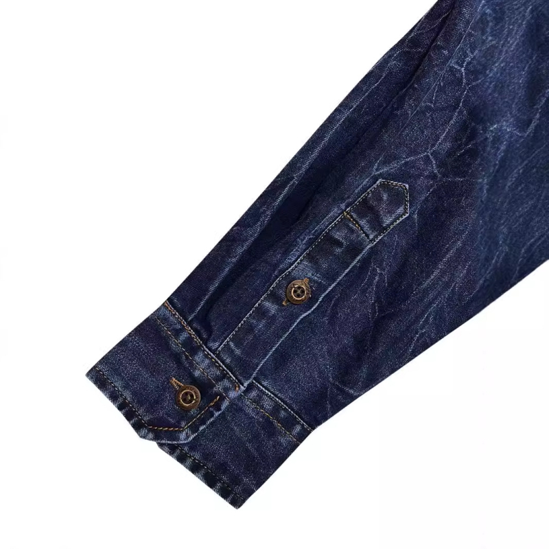 Διασυνοριακό εξωτερικό εμπόριο Τζιν πουκάμισο με μακριά μανίκια, μόδα, νέα τάση, τζιν tie-dye