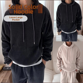 2024 m. pavasario ir rudens sportiniai marškinėliai, madingi elegantiški velveto vienspalviai sportiniai laisvalaikio marškinėliai su gobtuvu ir raišteliais