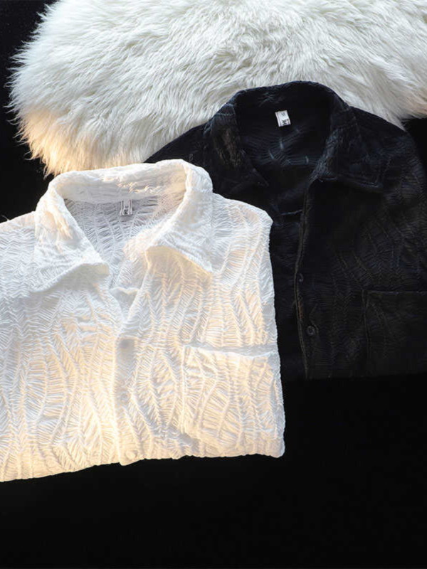 Vasariniai ploni klostuoti trumpomis rankovėmis vyriški marškiniai, laisvalaikio, madingi, sportiniai, „Ruffian“, gražūs, japoniško stiliaus, Honkongo dizaino, retro stiliaus marškiniai