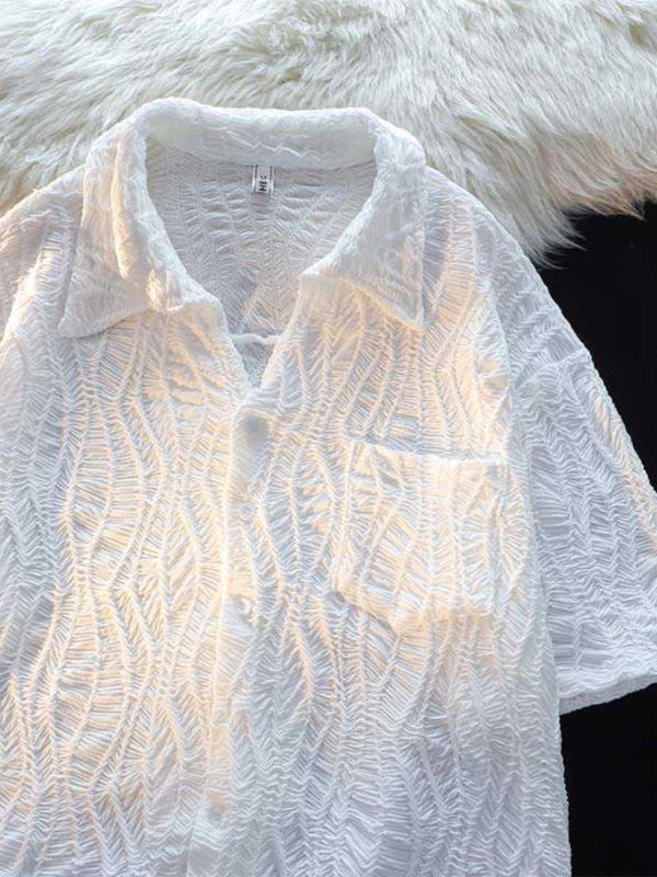 Vasariniai ploni klostuoti trumpomis rankovėmis vyriški marškiniai, laisvalaikio, madingi, sportiniai, „Ruffian“, gražūs, japoniško stiliaus, Honkongo dizaino, retro stiliaus marškiniai