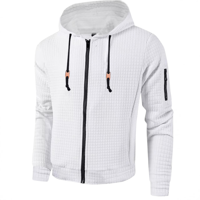 2024-es, határokon átnyúló, európai és amerikai férfi könnyű, kapucnis pulóver, teljes cipzáras, gofrimintás pulóver, lezser dzseki, kabát