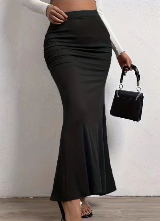 2023-as nyári új, magas derekú, karcsúsító, rugalmas, rakott halfarok szoknya