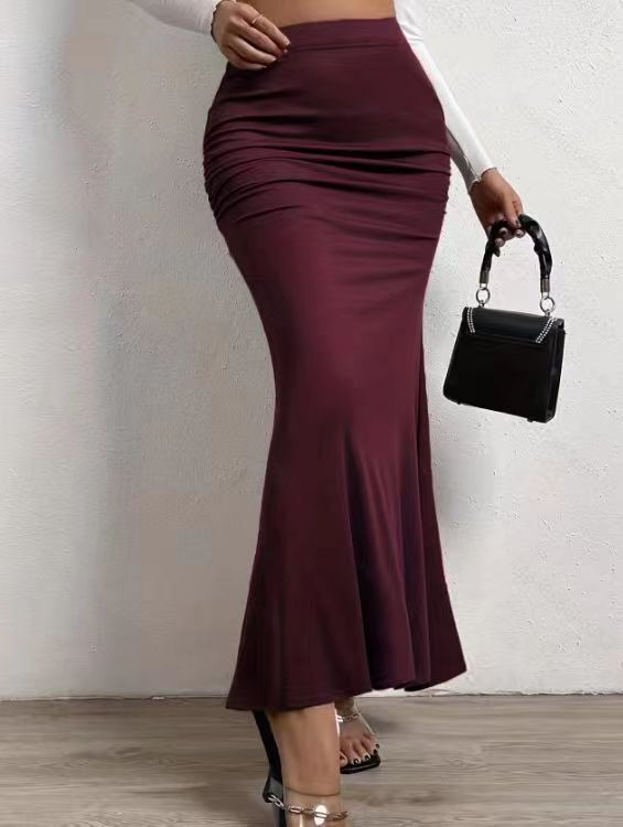 2023-as nyári új, magas derekú, karcsúsító, rugalmas, rakott halfarok szoknya