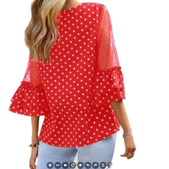 2024-es divatos női laza pöttyös csipke szarv ujjú ing, női lezser ing, felső