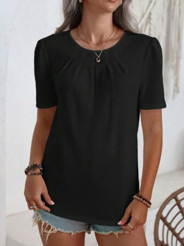 2024 Amazon Európa és Amerika Új Egyszínű Knowledge Laza Fehér Női Rövid Ujjú Laza Póló Francia Felső