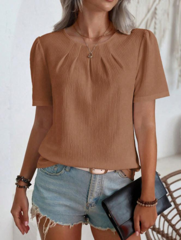 2024 Amazon Európa és Amerika Új Egyszínű Knowledge Laza Fehér Női Rövid Ujjú Laza Póló Francia Felső