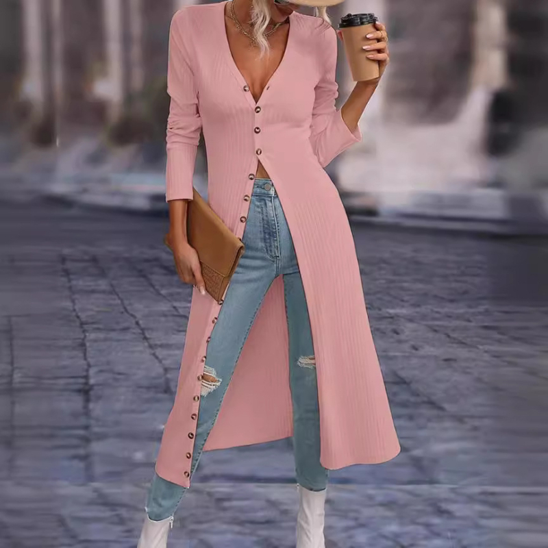 laos 2024 Bitter Machine kootud kardigan Pikk nišš Slim-fit Elegantne kleit Päikesekaitsekreemiga konditsioneeriga särk