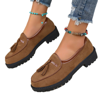 Νέα μόδα Άνοιξη και Φθινόπωρο 2025, Γυναικεία Παπούτσια με Στρογγυλή Μύτη και Χοντρό Τακούνι, Μεσαίο Τακούνι, Μονόχρωμα, Γυναικεία Παπούτσια Εργασίας Εξωτερικού Εμπορίου, Κορεάτικου Στυλ, Μοντέρνα, Μεγάλα Μεγέθη, Slip-On