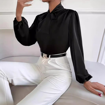 Európa és az Egyesült Államok határokon átnyúló 2024-es új sifon hosszú ujjú ing masnival Ding inggel