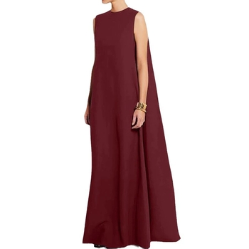 Női nyári, ujjatlan, hát nélküli, hosszú ruha, egyszínű, lezser, bő mellényes ruha, határokon átnyúló