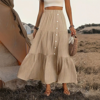 Európai és amerikai határokon átnyúló 2025 tavaszi és őszi új külkereskedelmi női ruházat Amazon patchwork hosszú szoknya félszoknya patchwork mintával