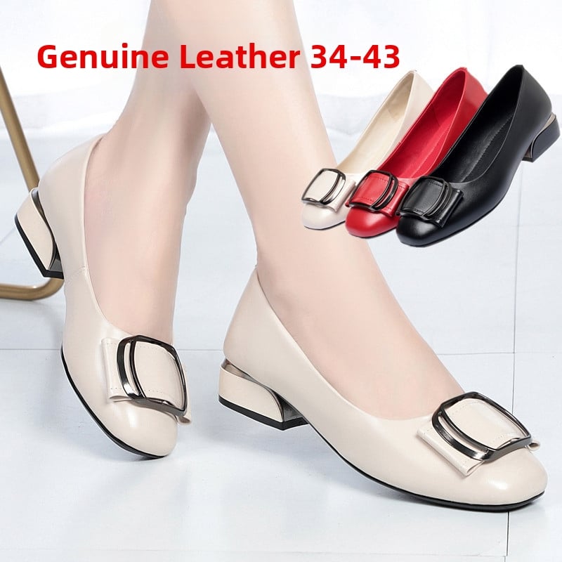 Topánky Leap Moon 2020, jarné nové, dámske topánky z pravej kože, stredný podpätok, hrubý podpätok, ležérne topánky na svadobné topánky WNN8089, plus size