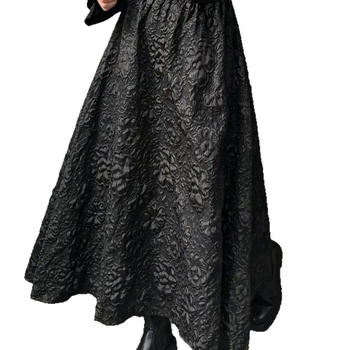 Proljetna i jesenska crna trodimenzionalna reljefna žakard cvjetna suknja Niša univerzalna suknja s kišobranom koja prekriva bokove Suknja A-kroja srednje duljine