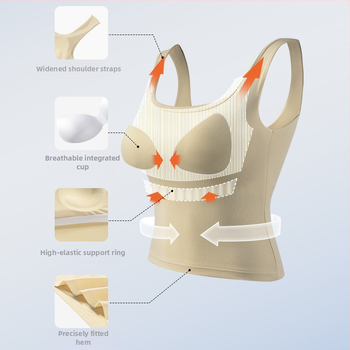Πορτοκαλί εσωτερικό ξύλινο φανελάκι από βαμβακερό πορτοκαλί sense με φαρδύ λουράκι ώμου, στενή εφαρμογή με μαξιλαράκι στήθους εσωτερική βάση, εξωτερική ένδυση