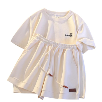 Σετ δύο τεμαχίων με κέντημα πικέ, καλοκαίρι 2024, νέο κοντομάνικο σορτς για τρέξιμο, χαλαρό, χαλαρό στυλ, αθλητικά ρούχα