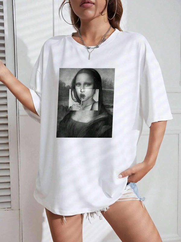 Mona Lisa Dzeramie dzērieni Sieviešu T-krekls Vasaras Elpojošs