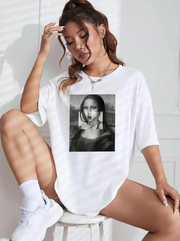 Mona Lisa Italok Női Póló Nyári Légáteresztő