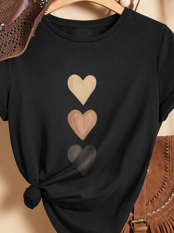 Tween lányos lezser minimalista szív alakú rövid ujjú póló