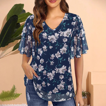 2024. gada Eiropas un Amerikas sieviešu krekls un tops ar 3/4 piedurknēm, biznesa kleita, ikdienas krekls, dubultais sieta tops ar jostu