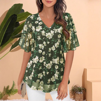 Γυναικείο πουκάμισο και τοπ με μανίκια 3/4 από την Ευρώπη και την Αμερική του 2024, επαγγελματικό φόρεμα, casual πουκάμισο, τοπ με διπλό πλέγμα και ζώνη