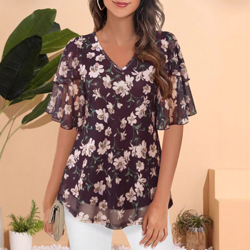 Γυναικείο πουκάμισο και τοπ με μανίκια 3/4 από την Ευρώπη και την Αμερική του 2024, επαγγελματικό φόρεμα, casual πουκάμισο, τοπ με διπλό πλέγμα και ζώνη