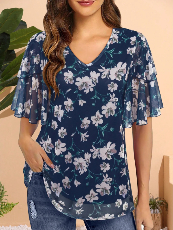 2024. gada Eiropas un Amerikas sieviešu krekls un tops ar 3/4 piedurknēm, biznesa kleita, ikdienas krekls, dubultais sieta tops ar jostu