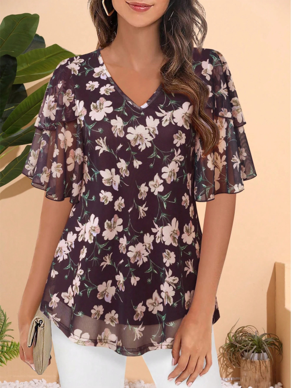 2024. gada Eiropas un Amerikas sieviešu krekls un tops ar 3/4 piedurknēm, biznesa kleita, ikdienas krekls, dubultais sieta tops ar jostu