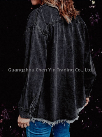 Φθινοπωρινό, Ευρωπαϊκό και Αμερικανικό τζιν μπλουζάκι με πέτο, απλό και χαλαρό, γυναικείο, σε τρεις αποχρώσεις, πέντε μεγέθη.